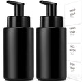 RYTOXILO Matte Black Foaming Hand Soap Dispenser, 10 oz/300ml Glass Foam Dispenser, 2 Pcs Foaming Soap Dispenser for Bathroom, Black Refillable Pump with Waterproof Labels