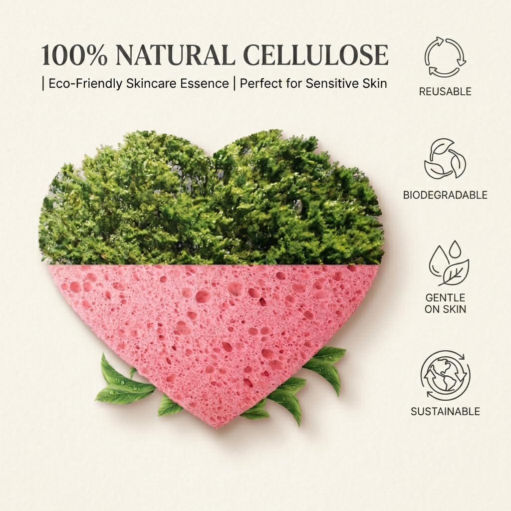 60-Count Compressed Facial Sponges, Makeup Remover Sponge, 100% Natural Cosmetic Spa Sponges for Facial Cleansing, Exfoliating Mask, Face Scrubber