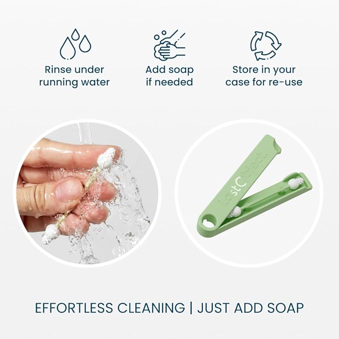 LastSwab® Reusable Cotton Safety Swabs for Baby Ear Cleaning - The Sustainable and Sanitary Alternative to Single-Use Q Tips - Easy to Clean and Zero Waste - Convenient Travel Case Holder