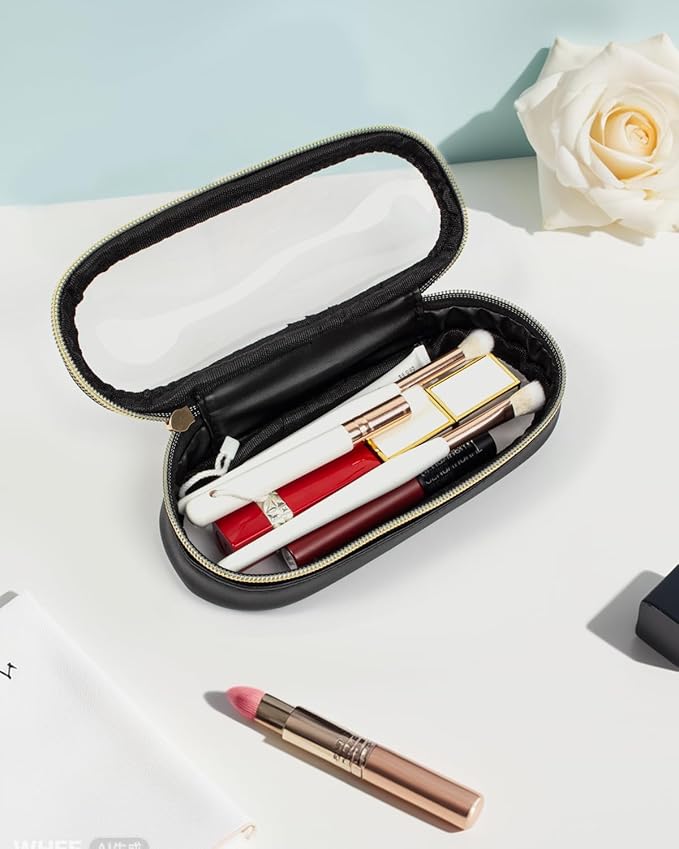 FFpaw Clear Makeup Brush Holder, Travel Makeup Brush Pouch Makeup Brush Bag Organizer Makeup Brush Travel Case with Zipper Waterproof Makeup Travel Case Cosmetic Bag for Women