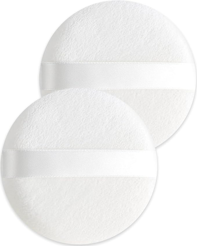 Qiifaiikooii 2 Pcs Powder Puff,3.14 Inch Powder Puffs for Body Powder Face Loose Powder Large(White)