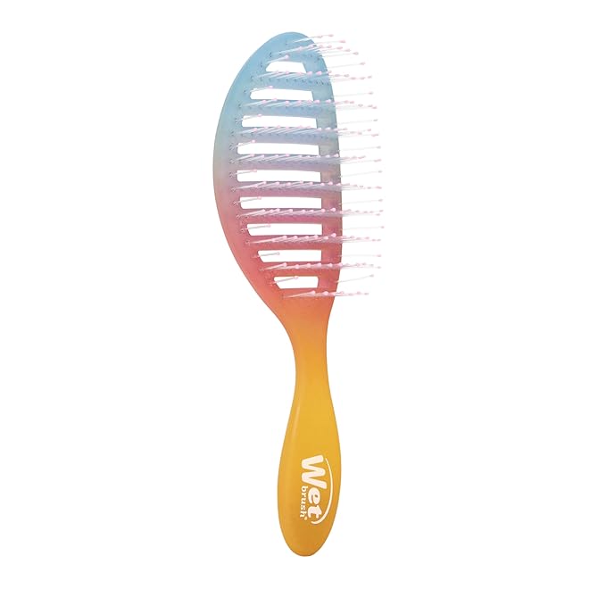 Wet Brush Speed Dry Hair Brush With Blow Dry Safe Bristles & Vented Design For Faster Drying Time, Ergonomic Handle, Reduces Breakage & Detangles All Hair Types, Limited Edition Electric Sky Pink