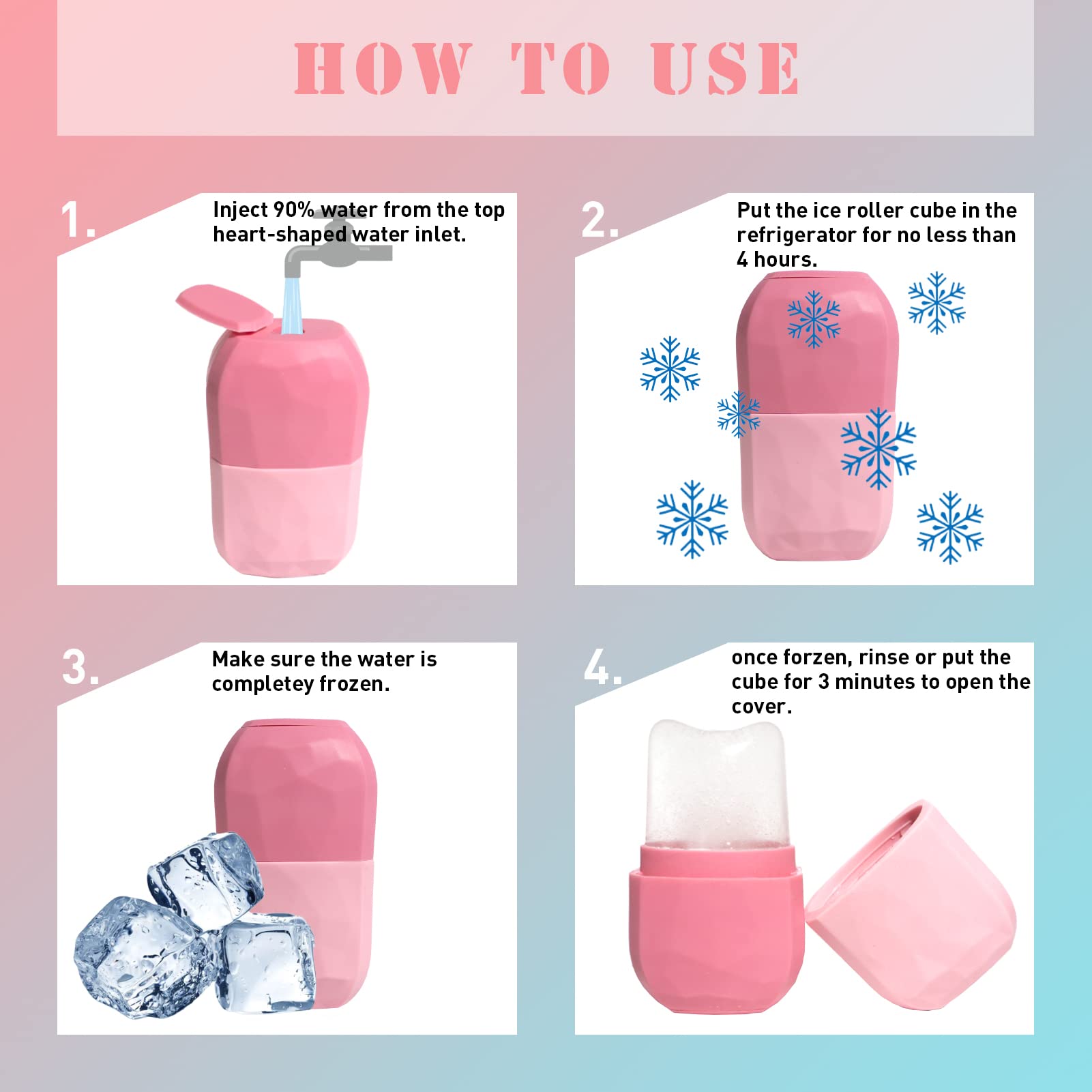 VANALIA Ice Roller & Gua Sha Set for Face, Eyes & Neck - Pink