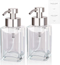 Foaming Soap Dispenser with Stainless Steel Pump, 12oz Refillable Glass Liquid Dish Soap Bottles for Bathroom, Kitchen Sink, Home Decor, 2 Pack