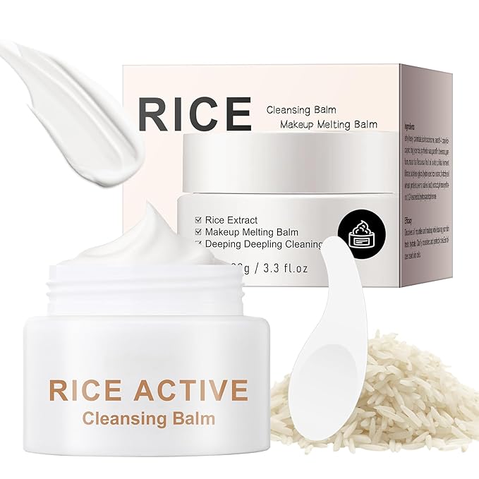OUPEICHARM Makeup Remover Cleansing Balm, Deep Cleansing Remover Melting Balm, Hydrating Facial Cleanser with Rice, Melt Stubborn Waterproof Make Up, Mascara, Lips, Face, Eye Liner - Vegan Skincare