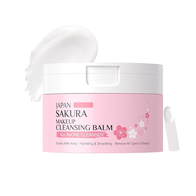 DLZZRS Sakura Makeup Cleansing Balm, Hydrating & Smoothing All-In-One Cleanser Quickly Melts Away, Gently Cleanse Dirt, Impurities And Makeup Face Cleanser & Makeup Remover for Women Girls, 3.53oz.