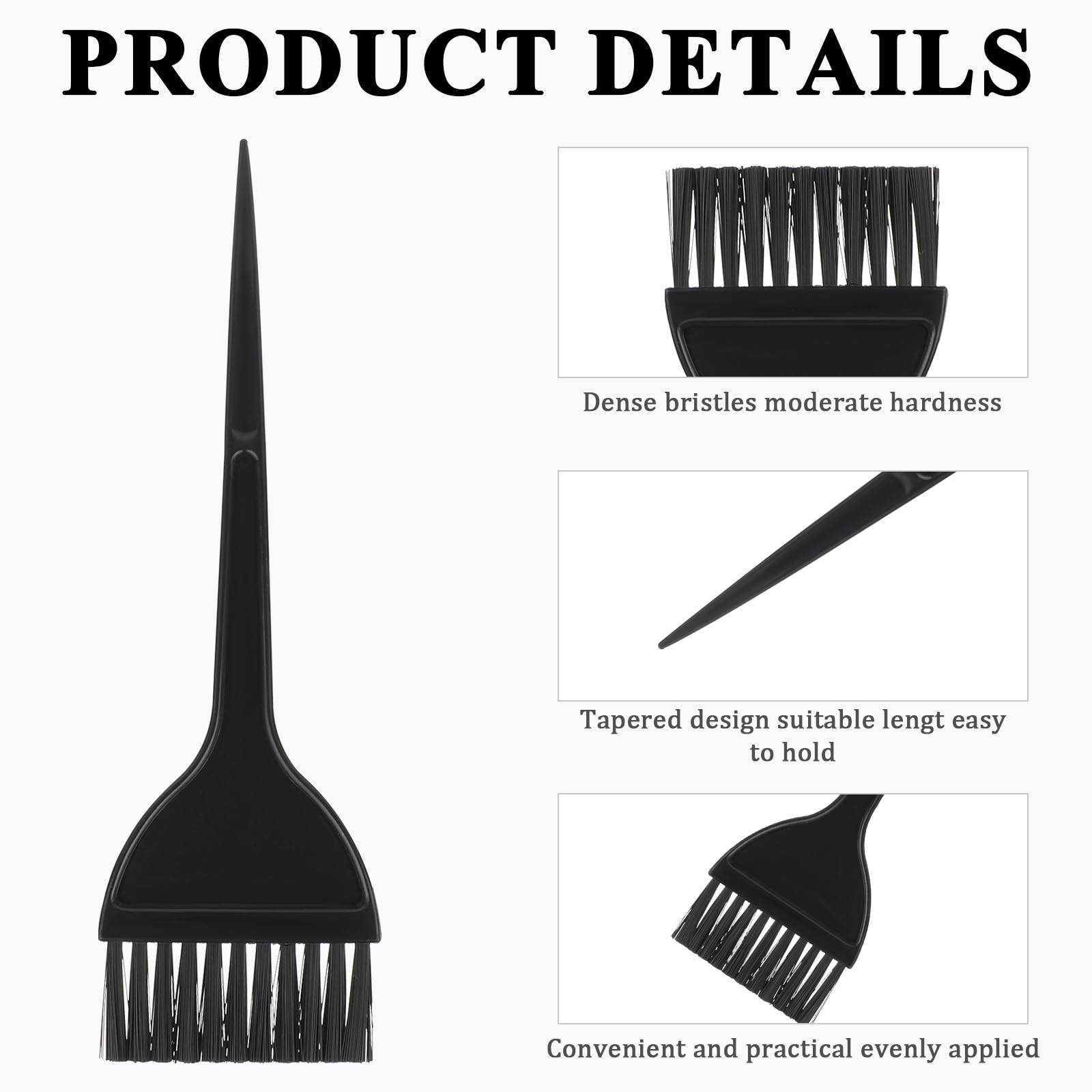Ymapinc 3 Pcs Hair Coloring Dye Brush, Hair Stylist Supplies Salon Accessories Applicator Brushes for Hairs DIY Tools (Plastic, Black)