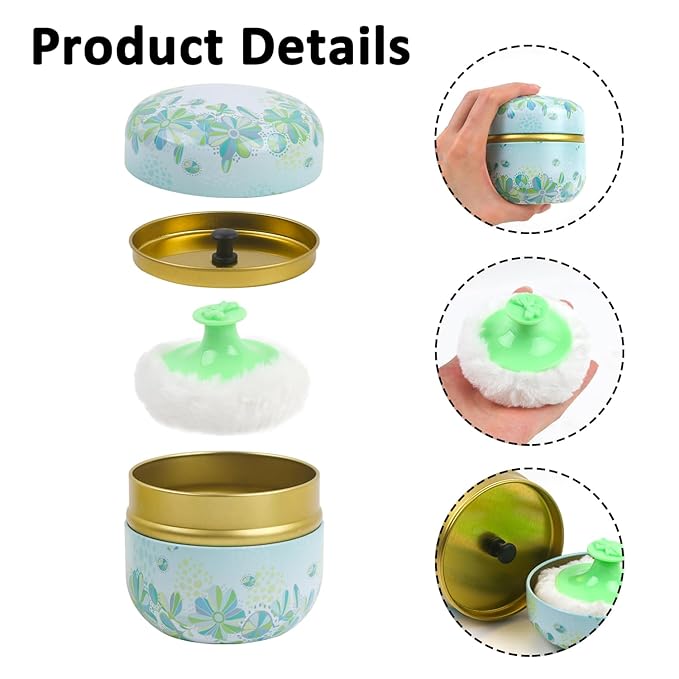 ASUNFO 2 Pcs Powder Puff for Body Powder with Case for Women Yellow & Green