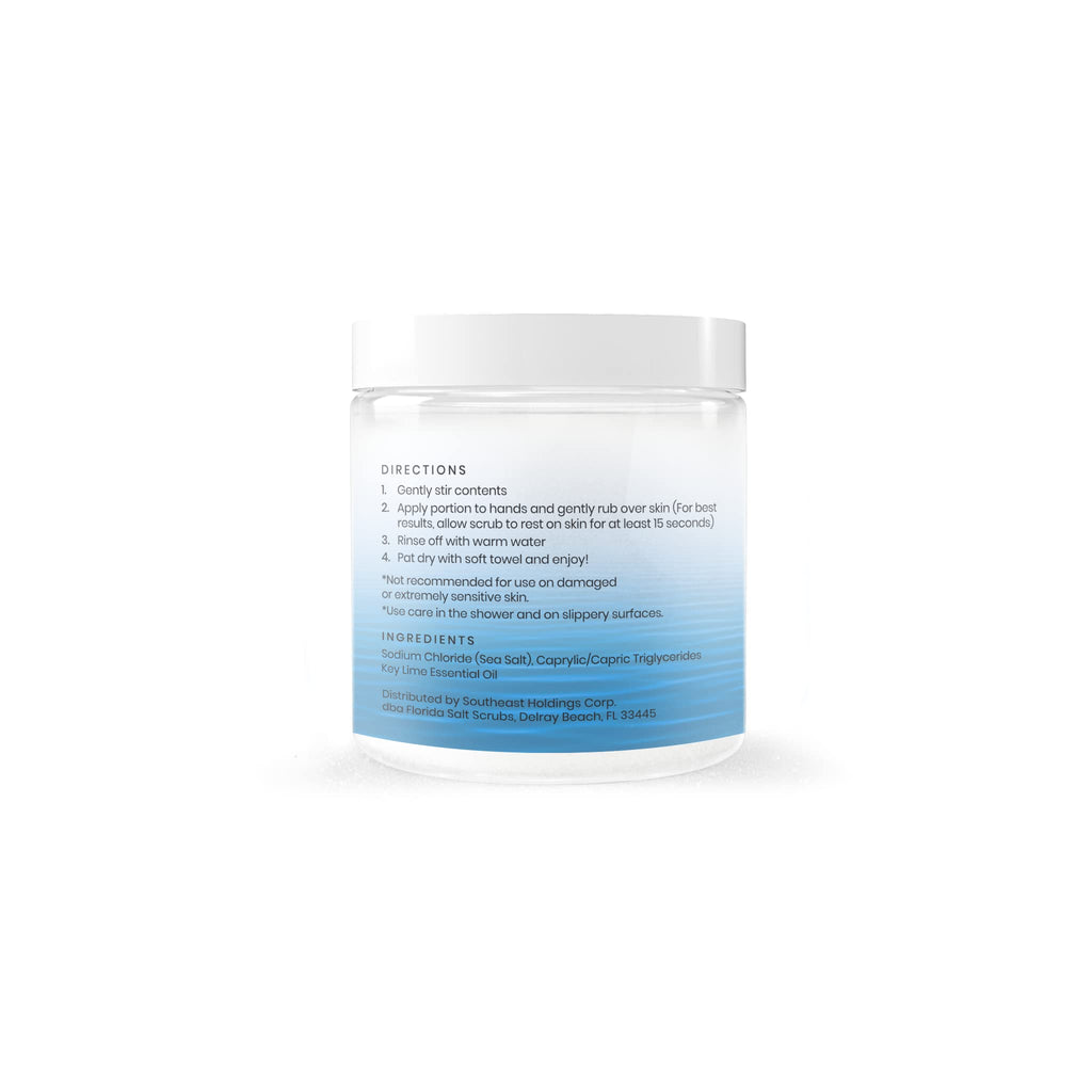 Sea Salt Body Scrub by Florida Suncare - Ocean Salt Body Polish Infused with Marine Algae - Exfoliating Face and Body Scrub - Facial Scrub Exfoliator to Tackle Acne (Key Lime, 12.1 oz)