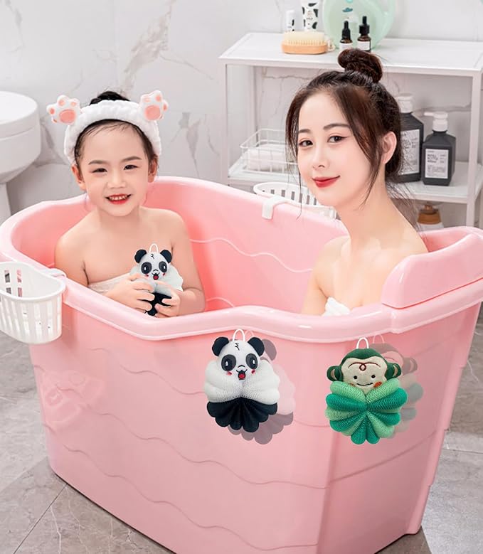 MURRI&MURRDI 2 Pcs Bath Loofahs for Kids, Soft Child Sponge for Shower Animal Body Scrubber for Kids Sponge for Bathing Cartoon Body Loofah Exfoliating Bathing Scrubber 55g (2 Cartoon A)