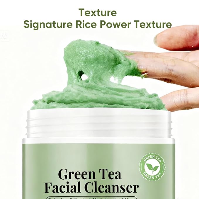 OUPEICHARM Green Tea Mochi Face Cleanser Wash Cream,Moisturizing,Deep-Cleansing,Oil Control,Makeup Cleansing Balm for Women for All Skin Types（5.29oz）