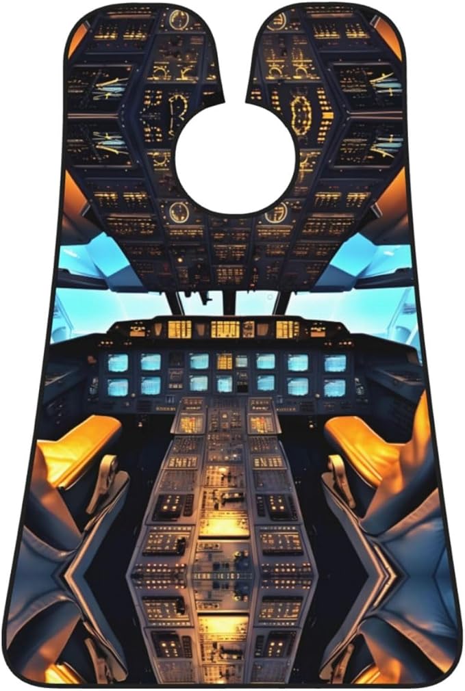 YQxwJL Airplane Cockpit Print Beard Bib Shaving Apron, Beard Hair Trimming Cape Gift For Dad
