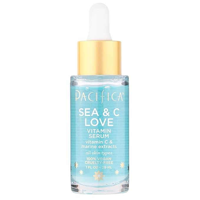 Pacifica Beauty Sea & C Love Vitamin C Serum for Face – Brightening & Anti-Aging Formula with Hyaluronic Acid, Green Tea & Algae – Blue Light Protection – Fades Dark Spots & Fine Lines – 1 Fl Oz