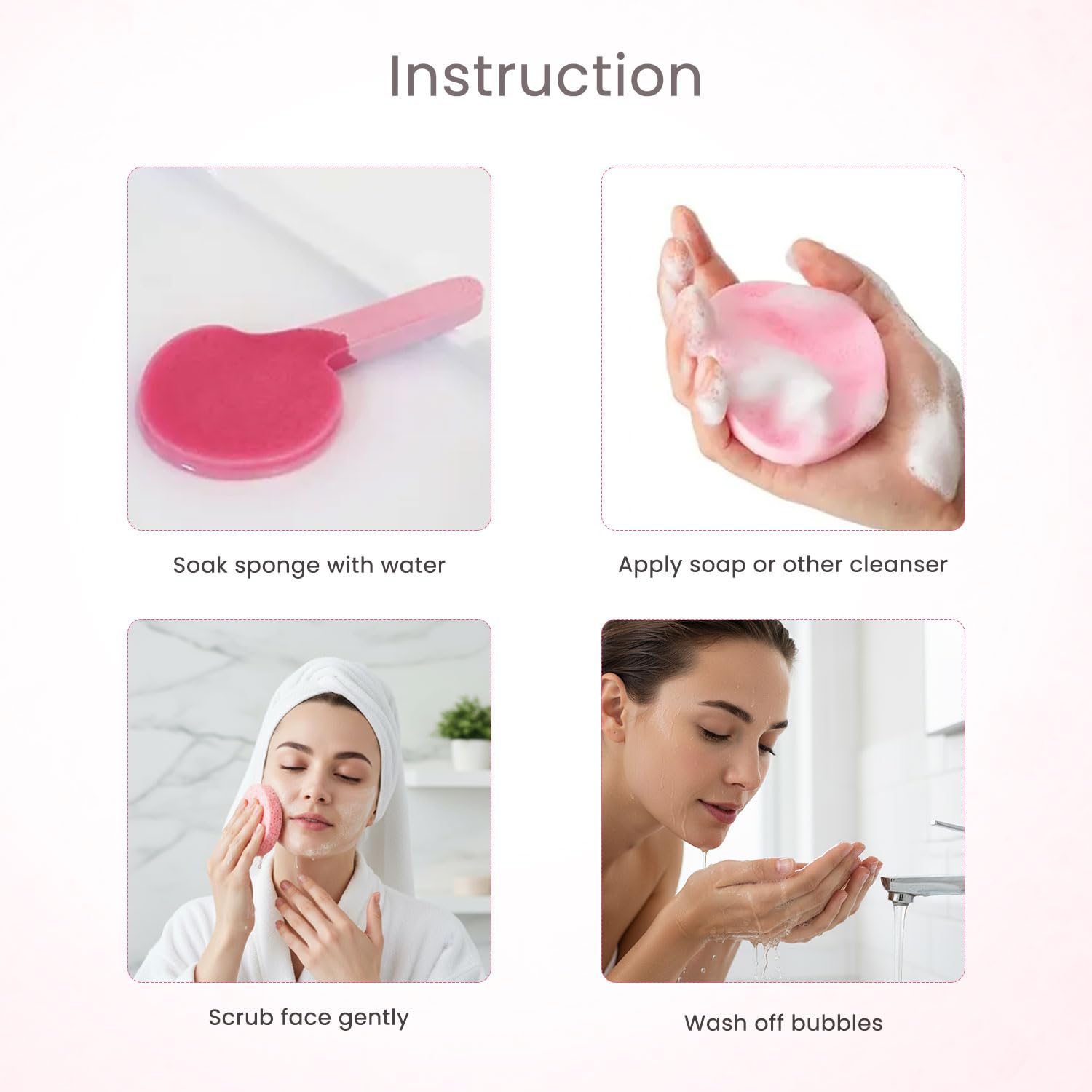 Akariyo 120 PCS-Compressed Facial Sponges,100% Natural Cellulose Face Sponge, Professional Cosmetic Spa Sponges for Daily Facial Cleansing,Exfoliating,Makeup Removal,Travel Skincare Essentials (Pink)
