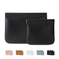 MEIBOOCH 2 Pack Small Makeup Bag for Women, New Organosilicon Super Fiber PU Leather Mini Cosmetic Bag for Travel, Coin Purse Organizer Storage Pouch (No Phrase Printed, Black)