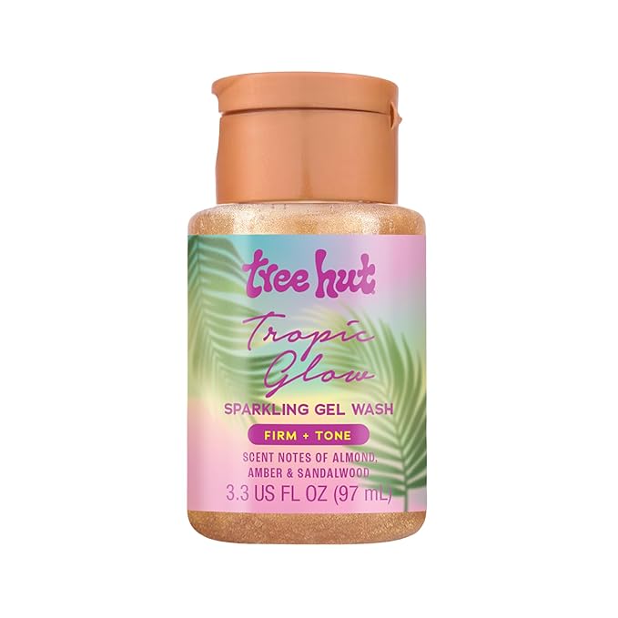 Tree Hut Tropic Glow Mini Body Wash, Travel Size Shower Gel w/Shea Butter & Essential Oils, Soft Smooth Skin, Gentle Cleanser For All Skin Types, TSA Approved, Self Care Gifts for Women, 3.3 Fl Oz