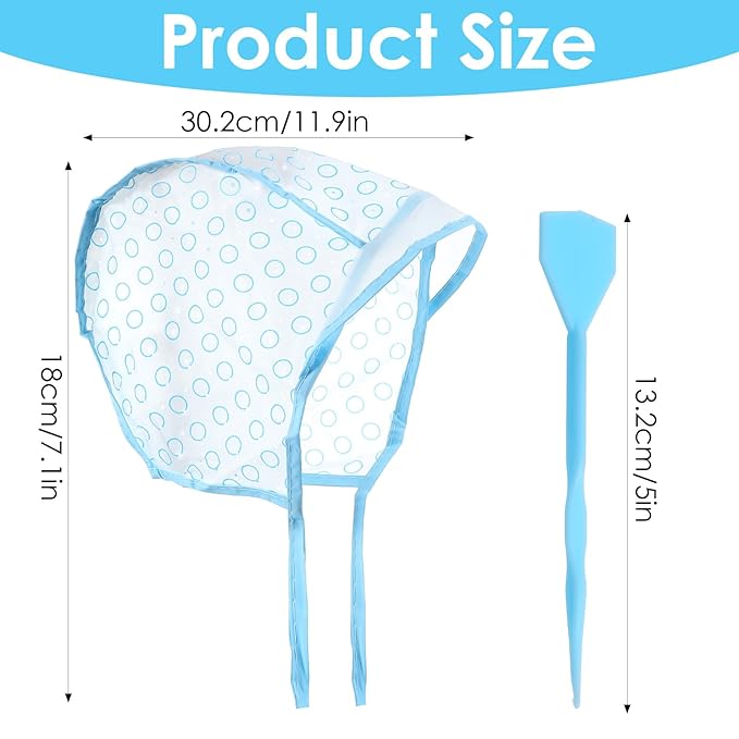 Hair Coloring Kit Highlight Cap, Hair Highlighting Cap, Hairing Coloring Dye Caps Frosting Caps with Plastic Crochet Hook for Salon DIY Dyeing Hairdressing(Blue)