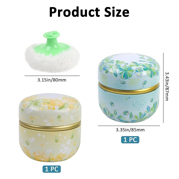 ASUNFO 2 Pcs Powder Puff for Body Powder with Case for Women Yellow & Green