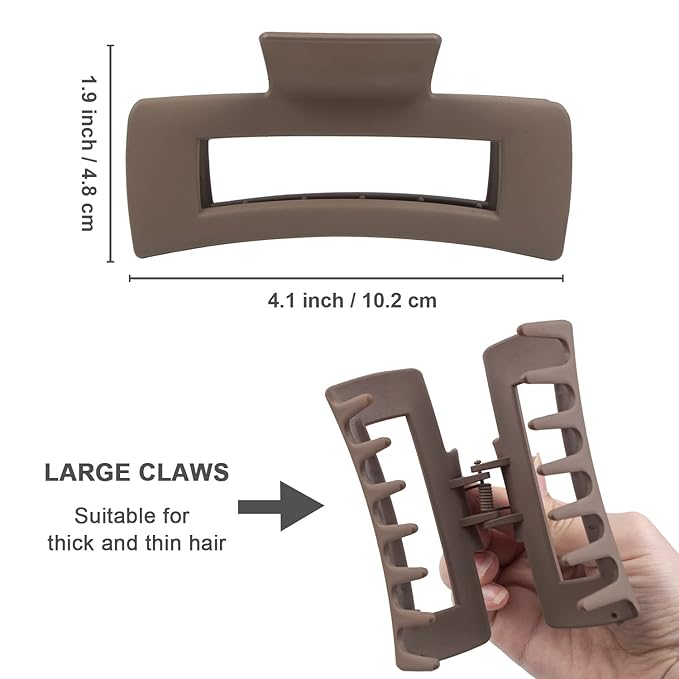 MAORULU Large Hair Claw Clips for Thick Hair, Banana Clips with Strong Hold for Women and Girls, Brown 1