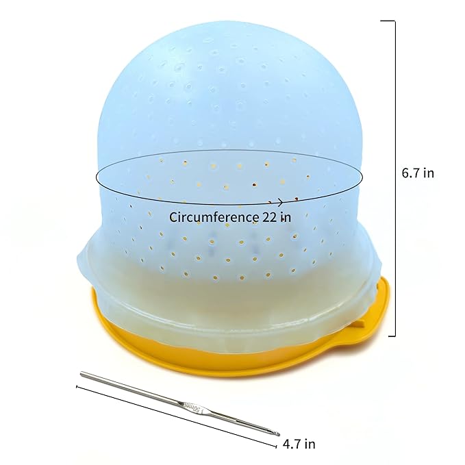 Losaria 9 Pcs Hair Highlighting Kit with Cap Silicone Highlight Cap with Holes Highlighting Cap with Hook Reusable Hair Coloring Dye Cap Highlights Kit for DIY Dyeing Pre Punched Hair Frosting Cap