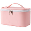 Meiyuuo Travel Makeup Bag for Women, PU Leather Cosmetic Bag, Light Pink