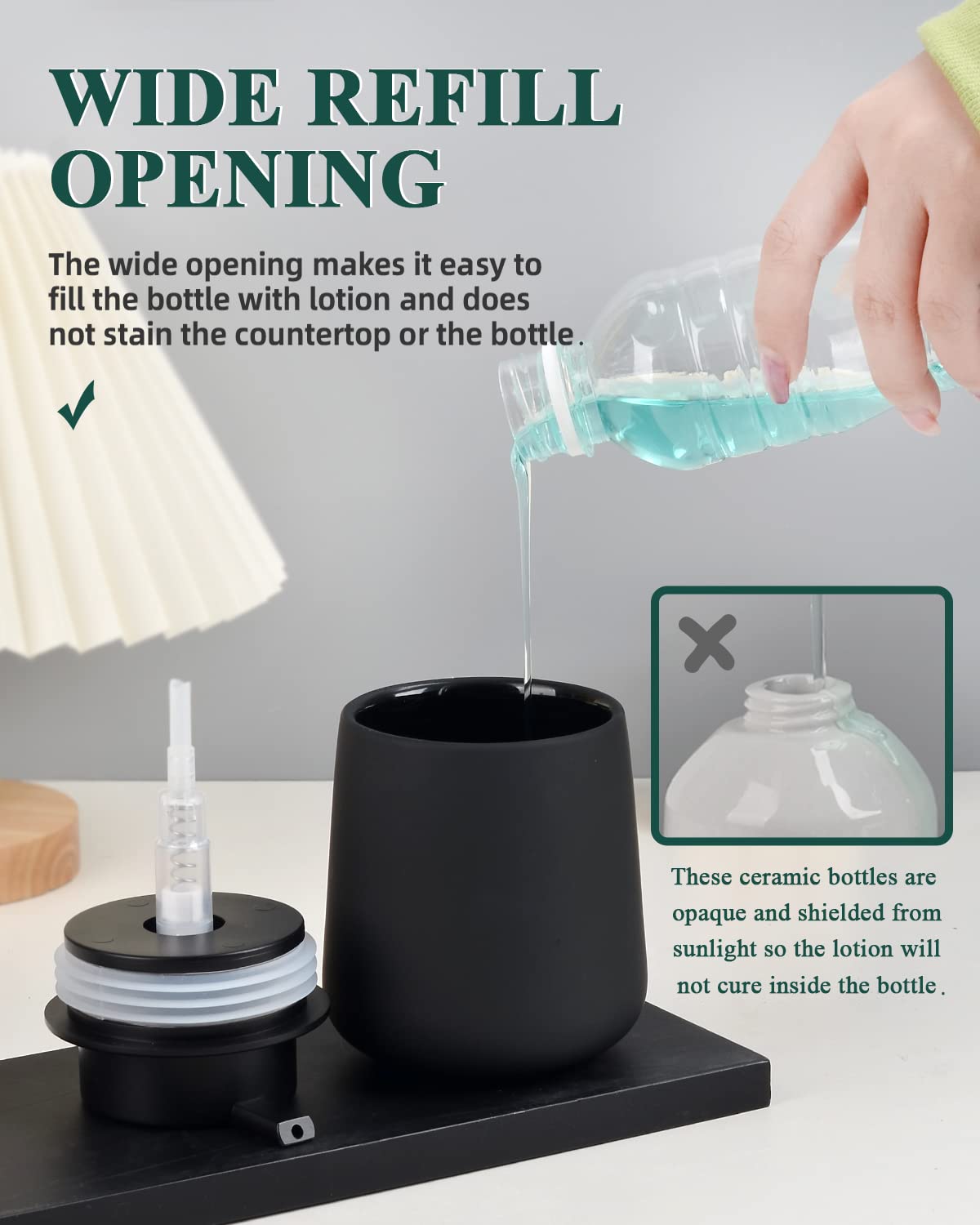 BosilunLife Ceramic Soap Dispenser - Dish Soap Dispenser for Bathroom 12Oz