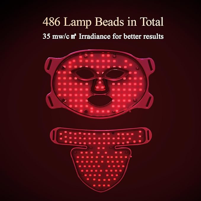 MEGELIN Led Red Light Therapy Face & Neck Mask, 7 Colors Led Light Therapy Facial Mask, Infrared Red Light Therapy Mask, Infrared Light Skin Rejuvenation(Black)