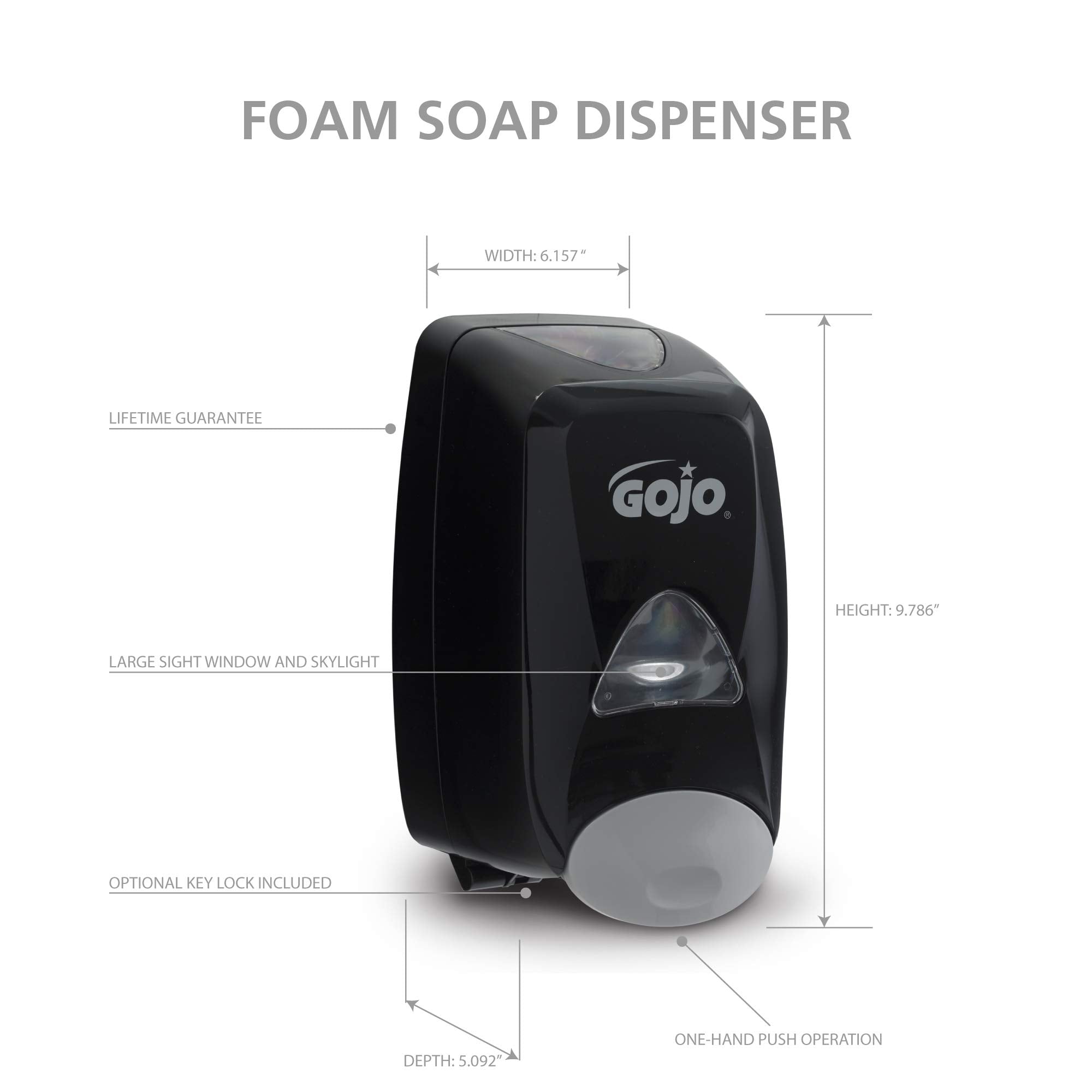 GOJO FMX-12 Push-Style Foam Soap Dispenser, Black, 1250 mL - 5155-06