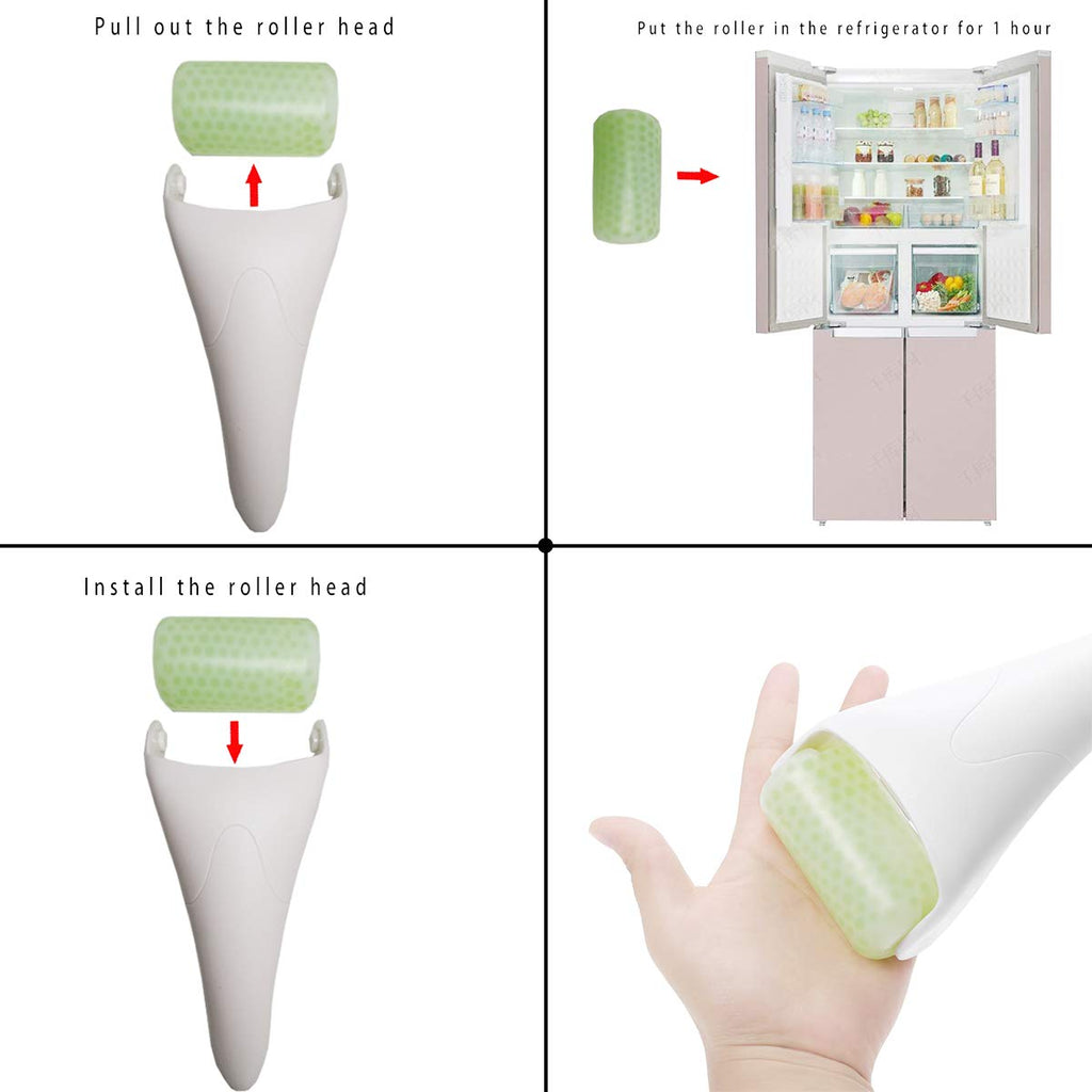 Chikoni 3 in 1 Ficial Face Ice Jade Roller and Gua Sha Tool, Natural Real Jade Anti-Wrinkle Face Eye Neck Massager Tool, Reduce Wrinkles, Puffiness, Migraine, Redness, Pain and Injury