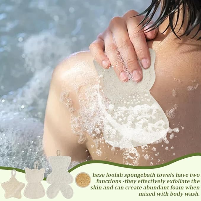 5PCS Natural Loofah Exfoliating Face Scrubber Exfoliating Facial Scrub Pads Made from Organic Luffa Biodegradable Shower loofa Sponge Massage Pores and Cleansing Blackheads for Women Men