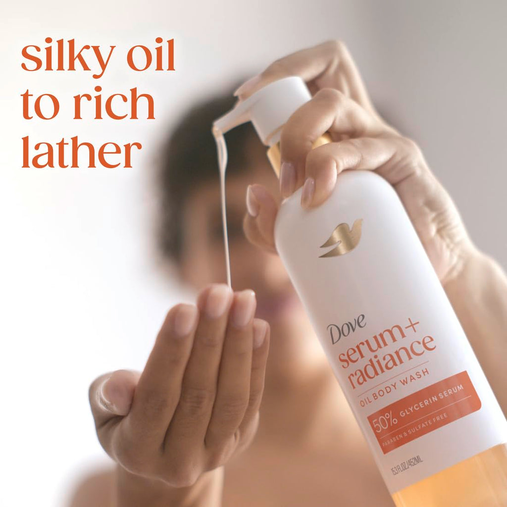 Dove Serum+ Radiance Oil Body Wash, Jojoba & Monoi Flower, 15.3 fl oz