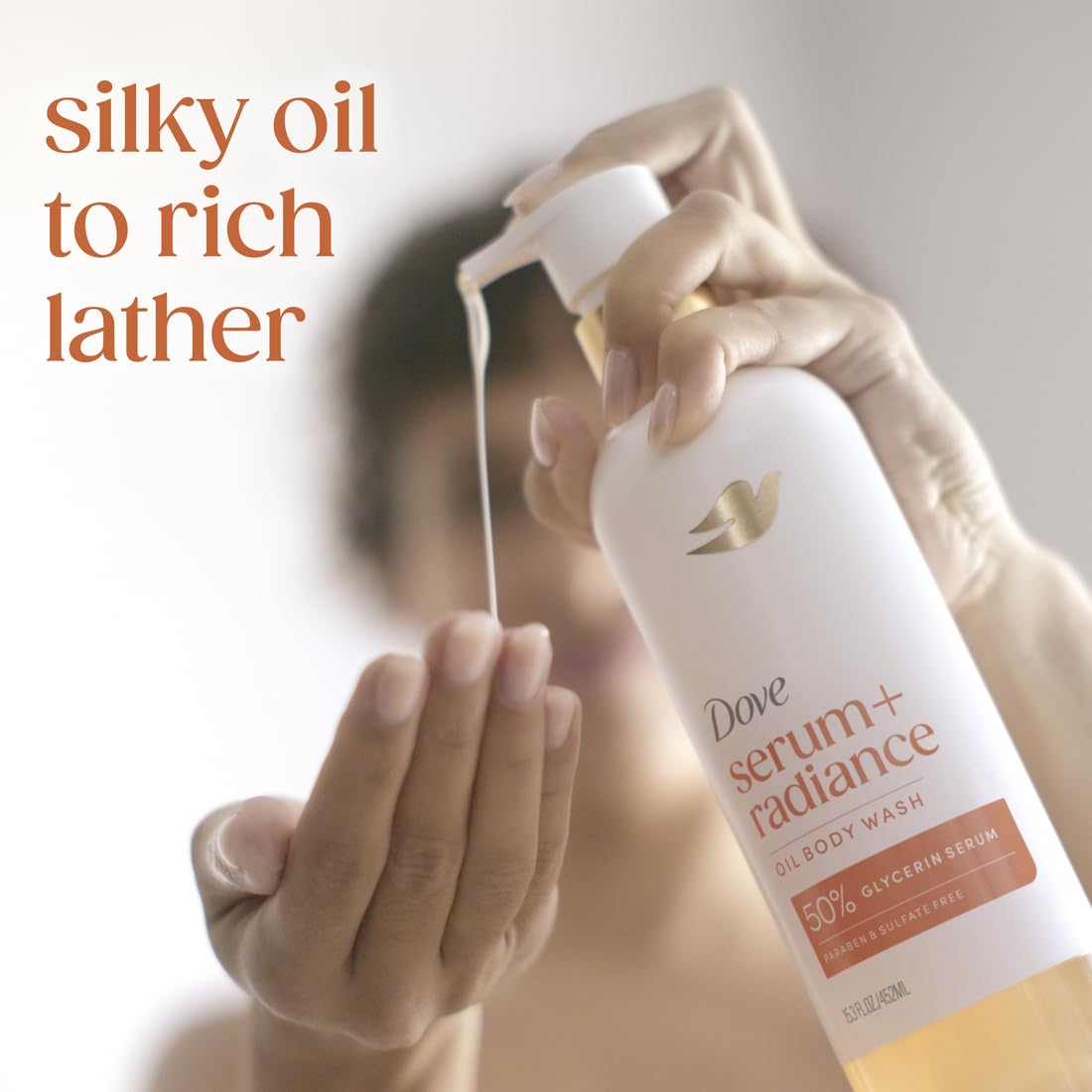 Dove Serum+ Radiance Oil Body Wash, Jojoba & Monoi Flower, 15.3 fl oz
