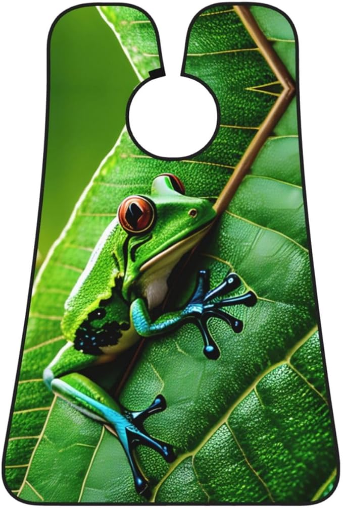 NOUZU Frog Leaves Print Beard Bib Apron For Men, Beard Hair Catcher For Men Shaving Trimming,Beard Cape Cloth