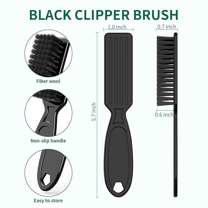 SQULIGT 6 Pcs Barber Clipper Brush Blade Trimmer Cleaning Brush Set Duster Manicure Nylon Brush Hair Styling Tool (Black)