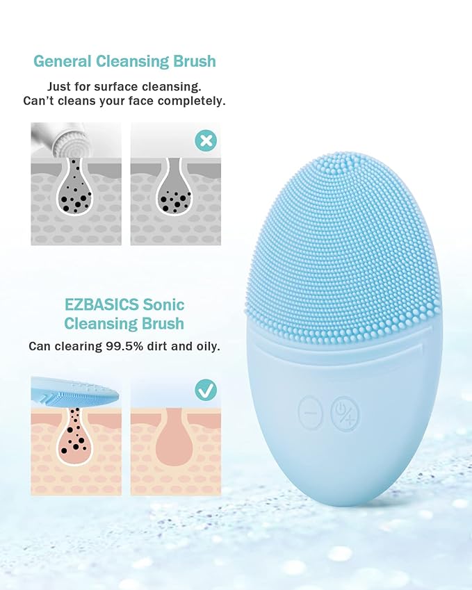 EZBASICS Facial Steamer Bundled with Facial Cleansing Brush Blue