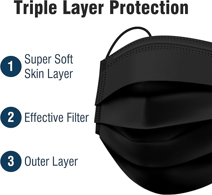 WECARE 50 Box, Individually-Wrapped Masks - Jet Black