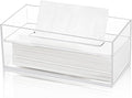 Dicunoy Acrylic Tissue Box Holder with Sinking Lid, Rectangular Facial Paper Holder with Removable Cover, Facial Napkin Dryer Sheet Dispenser for Vanity Counter, Dresser, Kitchen, Office, Bathroom