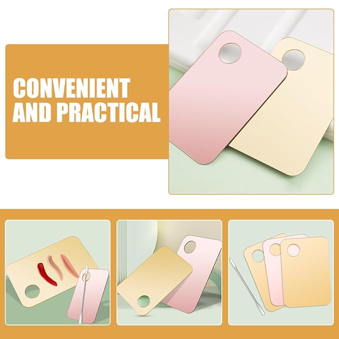DOITOOL 3 Sets Makeup Mixing Palettes and Foundation Palettes with Metallic Spatulas, Acrylic and Colored Cosmetic Blending Trays for Professional and Personal Beauty Use