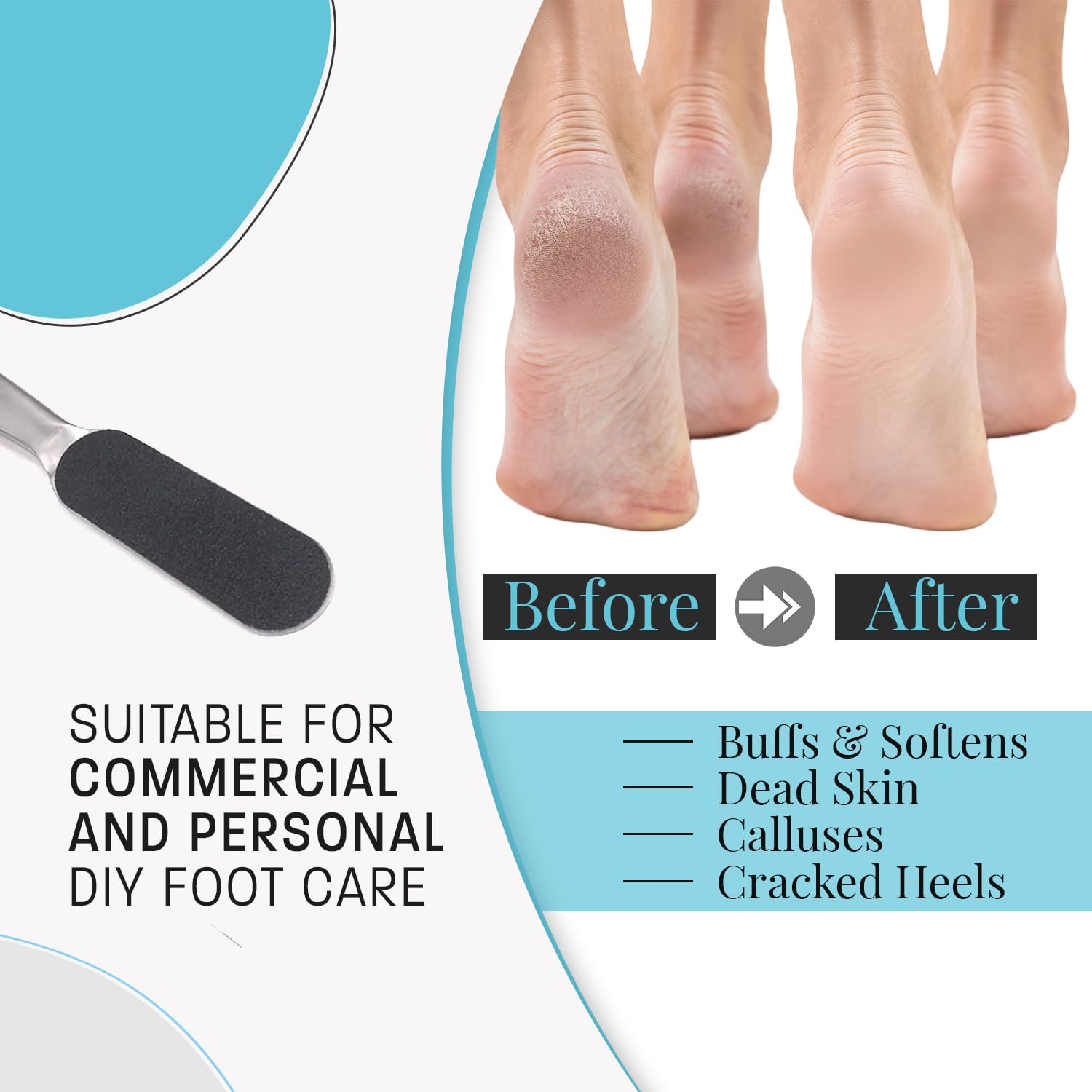 Professional Pedicure File Refills - Pack of 50 Foot File Replacement Pads 60-Grit (Course) - Black - Disposable Foot Files for Pedicures - Pedi Foot File Pads with Water Resistant Strong Adhesive