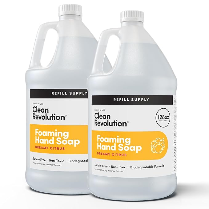 Clean Revolution Foaming Hand Soap Refill with Real Essential Oils, Moisturizing Sulfate-Free Hand Soap, Ready-to-Use Foam Soap Refill for Kitchen & Bathroom (Geranium Mint) 14 oz
