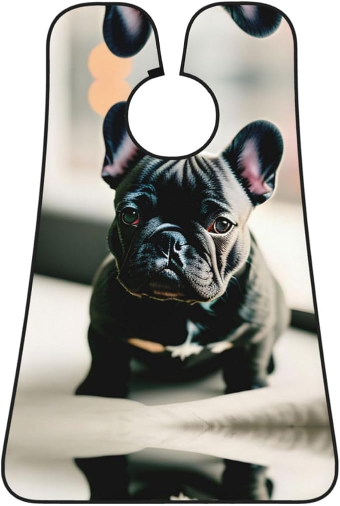 NOUZU Adorable French Bulldog Print Beard Bib Apron For Men, Beard Hair Catcher For Men Shaving Trimming,Beard Cape Cloth, Black