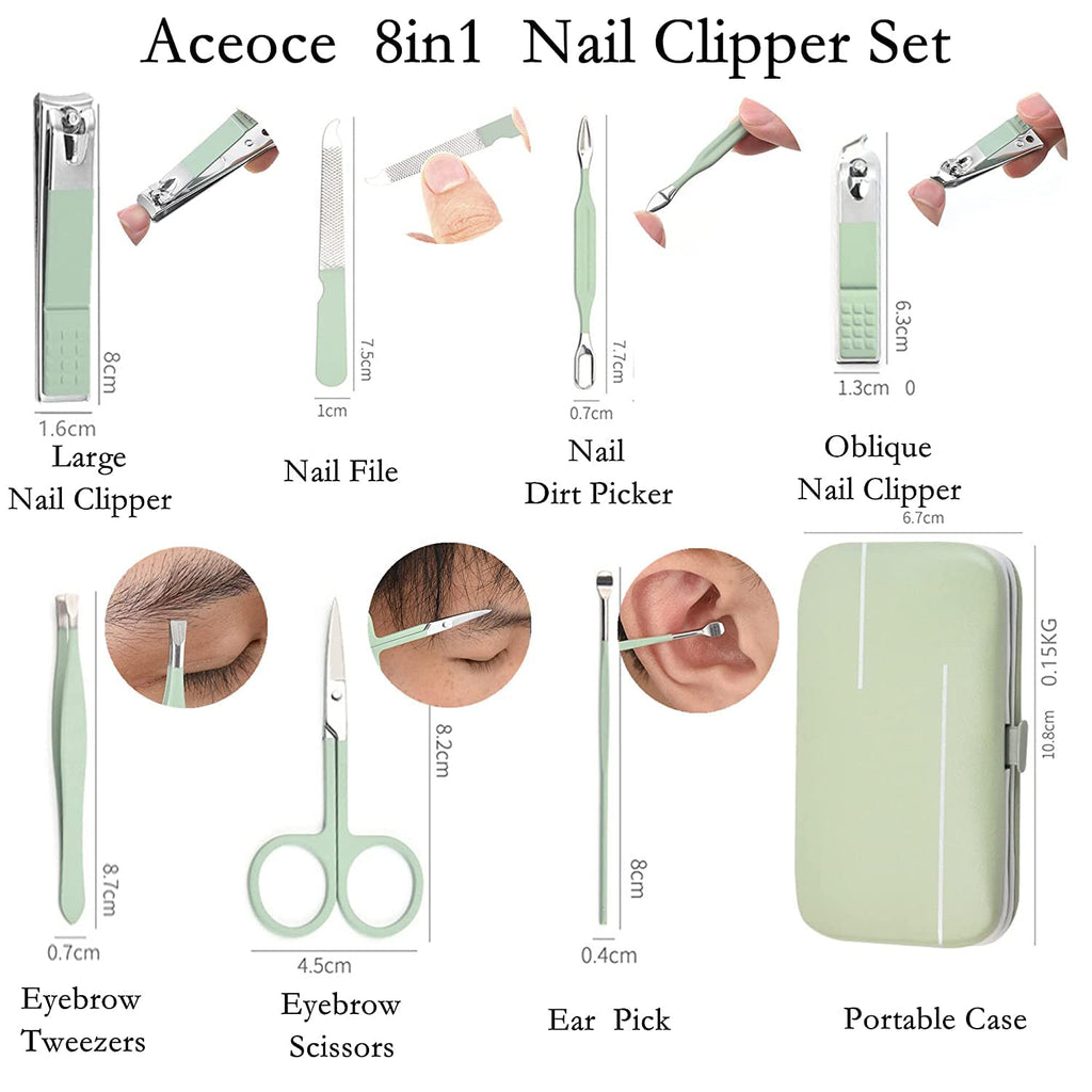 Aceoce Manicure Set Business Gifts Handheld Sized, Nail Clippers Set Tools Luxurious Manicure Set Professional Stainless Steel Nail Clippers with Travel Case for Men Women Teens Parents Colleagues