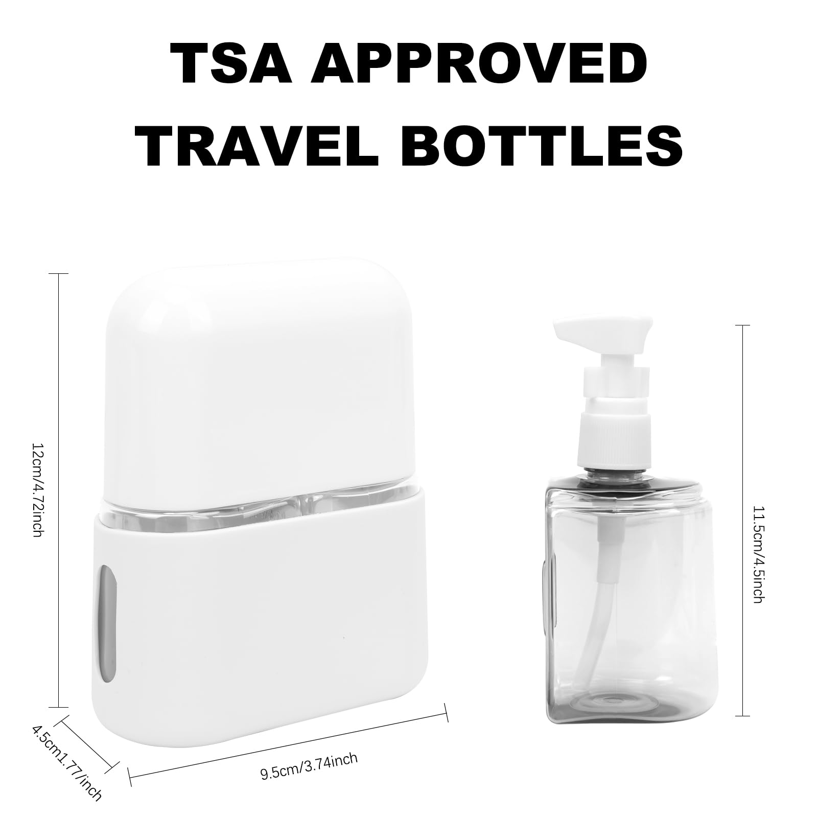 Skycase Travel Bottles - Leak Proof Refillable TSA Approved Travel Size Toiletries, 2 in 1 Liquid Bottles Containers with Labels and Funnel Airplane Accessories Kits for Lotion Liquid (Grey)