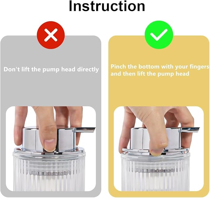 Tonxus Foaming Soap Dispenser, Clear Glass Foam Soap Dispenser, 12 Oz Refillable Glass Foam Pump Bottle Container Decorative Slim Ribbed Bottle for Bathroom and Kitchen