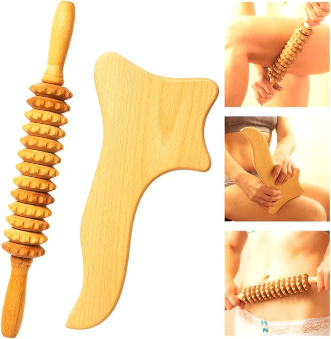 Mr. Woodware Neck Massager Roller Stick and Gua Sha - Wooden Foam Roller Massage Tools for Relaxation, Pain Relief, and Improved Circulation - Ideal for Back, Shoulder, and Neck Therapy