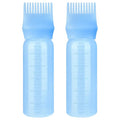 Pimoys Hair Oil Applicator Bottle for Scalp, Root Comb Applicator Bottles Hair Dye Squeeze Bottle Hair Coloring Tools, 2 Pack (Blue)