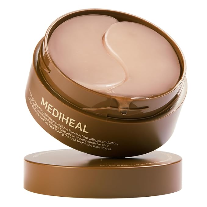 MEDIHEAL Retinol Collagen Under Eye Patches - Korean Hydrogel Eye Pads (60 patches) with 95% Retinol & Collagen - Improves Puffy Eyes & Dark Circles - Non Irritating, Encapsulated Retinol