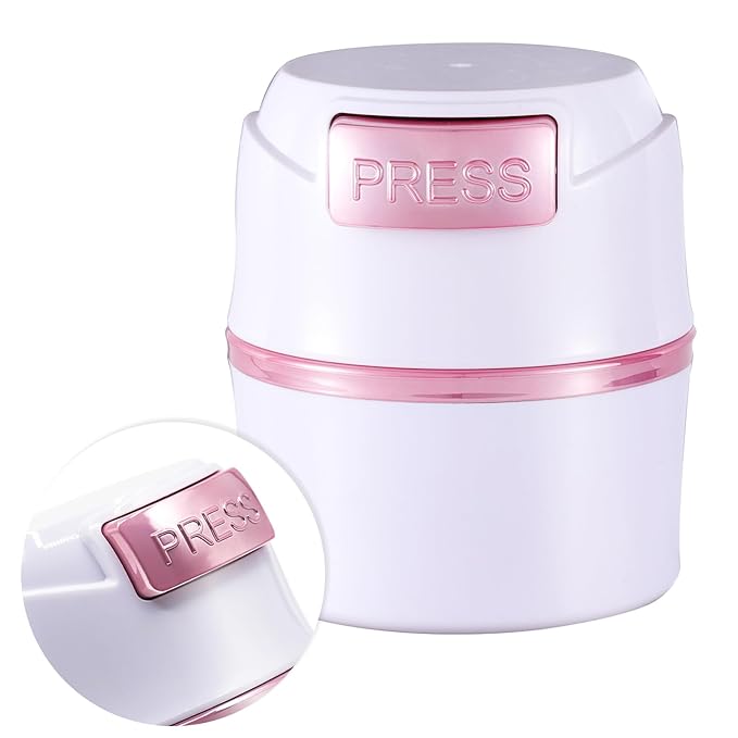 Embagol Eyelash Glue Storage Container Tank - Adhesive Jar Stand Makeup Case Cosmetic Storage Tank - White with Pink