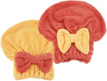 Tihebax 2Pcs Microfiber Hair Towel Wrap for Women Hair Drying Cap Hair Plopping Cap Hair Drying Towel Wrap Head Towels Wrap for Women Curly Hair (Red and Yellow)