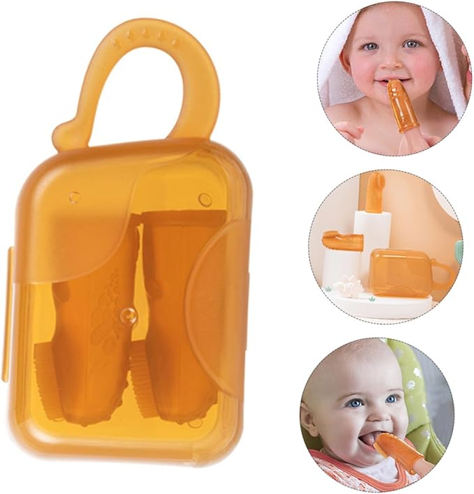TIDTALEO Silicone Finger Toothbrush with Storage Box Soft Oral Cleaning Brush for Boy Girl Gum Massager for Teething Reusable and Easy to Clean Teeth Cleaning Tool